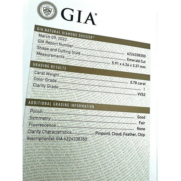 GIA Certified Loose Diamond 0.78ct I VVS2 Emerald Shape For an Engagemen… - Picture 5 of 12
